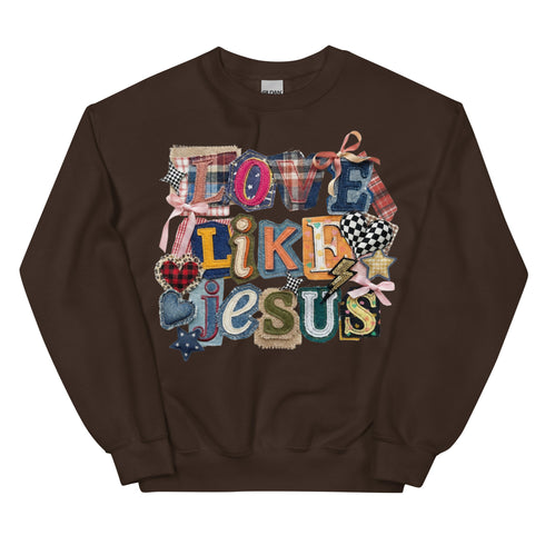 Love Like Jesus Faux Quilt Crewneck