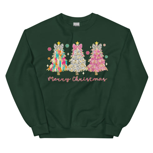 Merry Christmas Brushstroke Tree Sweatshirt