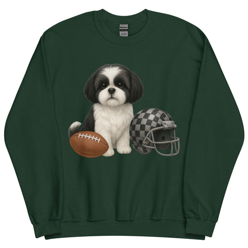 Black and White Shih Tzu Football dog Sweatshirt