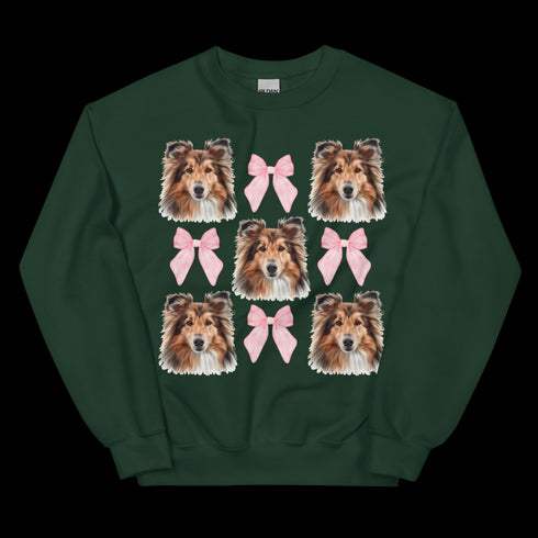 Sheltie With Pink Bows Dog Sweatshirt