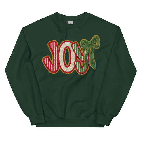 Joy Faux Crochet Christmas Crewneck