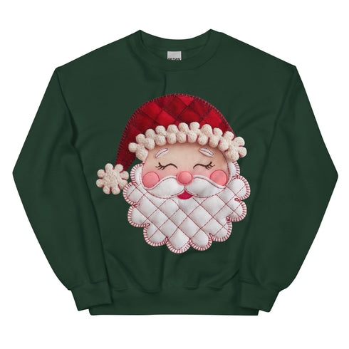 Santa Faux Patchwork Christmas Sweatshirt,