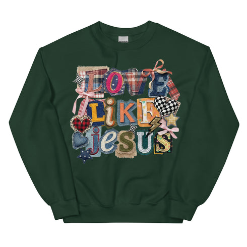 Love Like Jesus Faux Quilt Crewneck