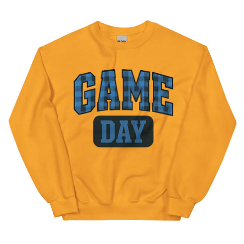 Game Day Blue Plaid Football Sweatshirt