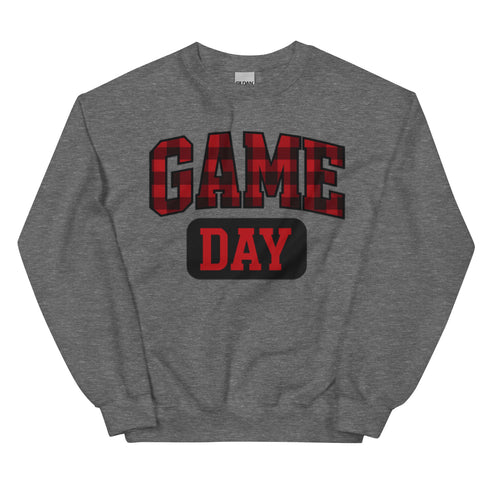 Game Day Red Plaid Football Sweatshirt