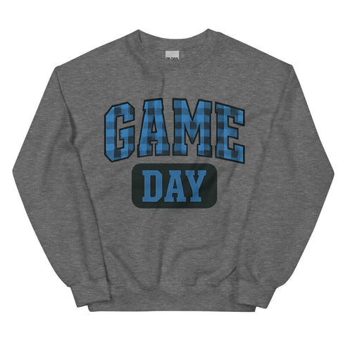 Game Day Blue Plaid Football Sweatshirt