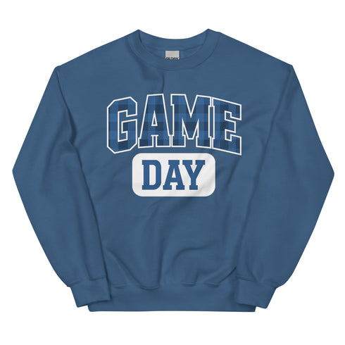 Game Day Royal Blue Plaid Football Sweatshirt