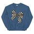 Race Checkered Bow Sweatshirt, Car Racing Crewneck Unisex Sweatshirt, Womenswear Oversized Top