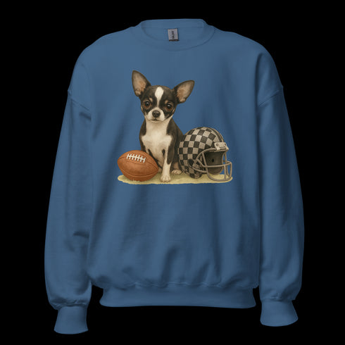 Chihuahua Black and White Football Sweatshirt