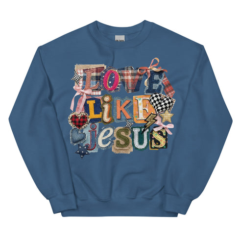 Love Like Jesus Faux Quilt Crewneck
