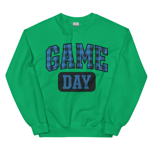 Game Day Blue Plaid Football Sweatshirt
