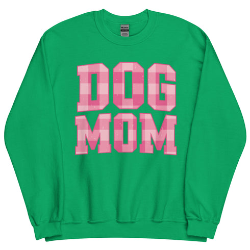 Pink Dog Mom Plaid Crewneck