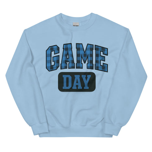 Game Day Blue Plaid Football Sweatshirt