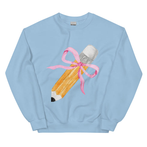 Coquette Teacher Bow Pencil Sweatshirt