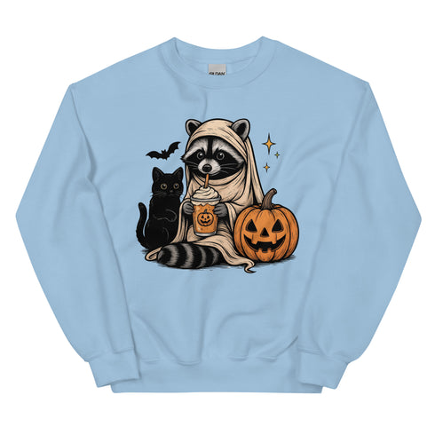 Halloween Fall Coffee Racoon Crewneck