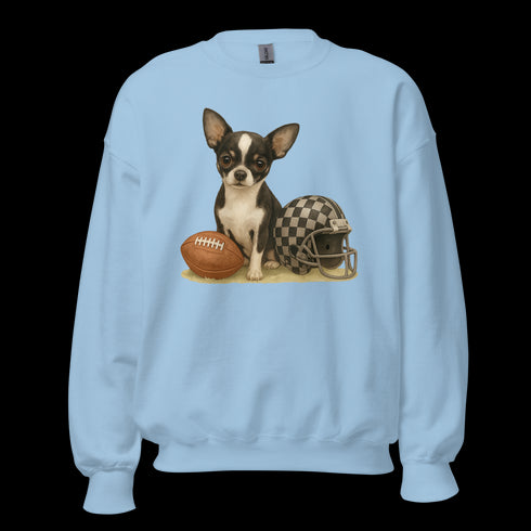 Chihuahua Black and White Football Sweatshirt