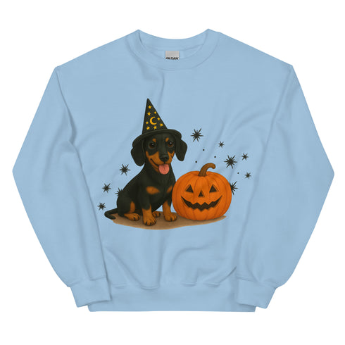 Black & Tan Short Hair Dachshund Halloween Witchy Dogs Sweatshirt