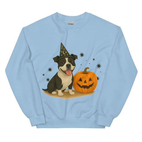 Black and White Pitbull Halloween Witchy Dogs Sweatshirt