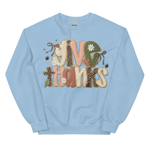 Faux Crochet Give Thanks Sweatshirt