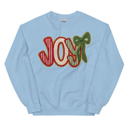 Joy Faux Crochet Christmas Crewneck
