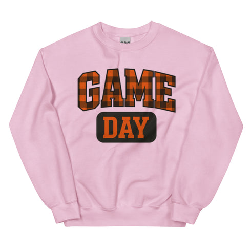 Game Day Orange Plaid Football Sweatshirt