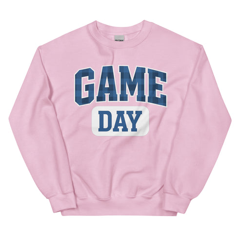 Game Day Royal Blue Plaid Football Sweatshirt
