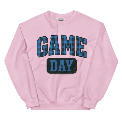 Game Day Blue Plaid Football Sweatshirt