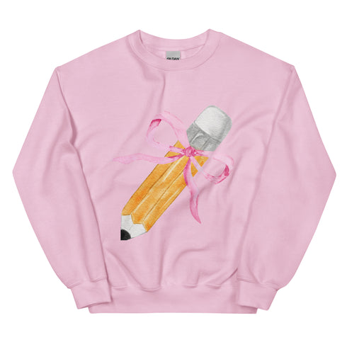 Coquette Teacher Bow Pencil Sweatshirt