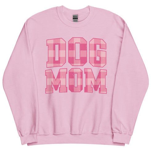 Pink Dog Mom Plaid Crewneck