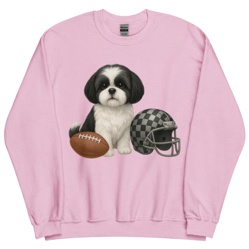 Black and White Shih Tzu Football dog Sweatshirt