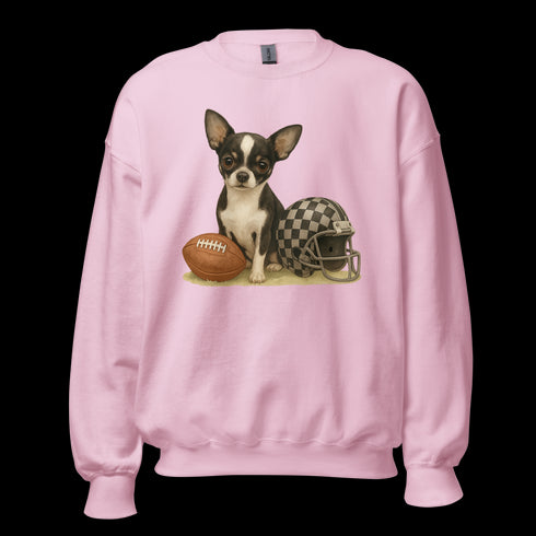 Chihuahua Black and White Football Sweatshirt