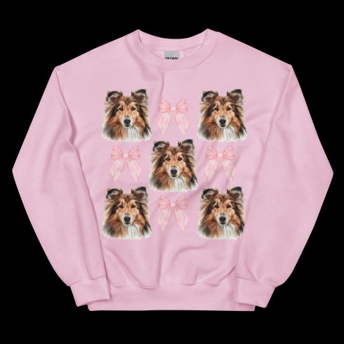 Sheltie With Pink Bows Dog Sweatshirt