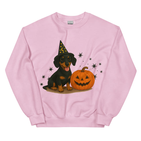 Black & Tan Short Hair Dachshund Halloween Witchy Dogs Sweatshirt
