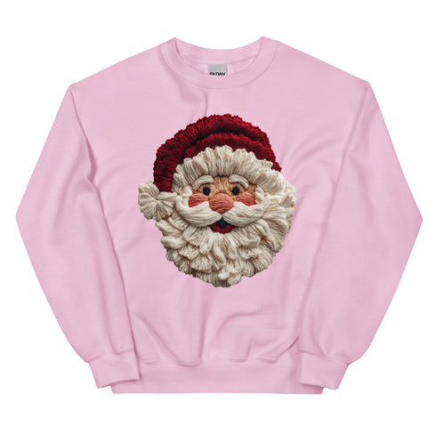 Faux Crochet Yarn Jolly Santa Sweatshirt