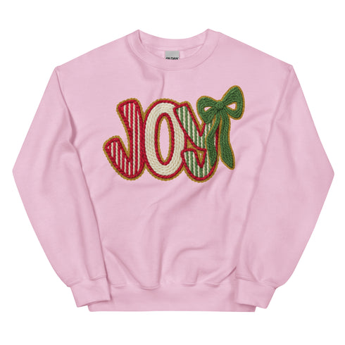 Joy Faux Crochet Christmas Crewneck
