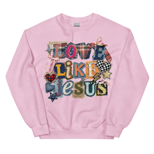Love Like Jesus Faux Quilt Crewneck