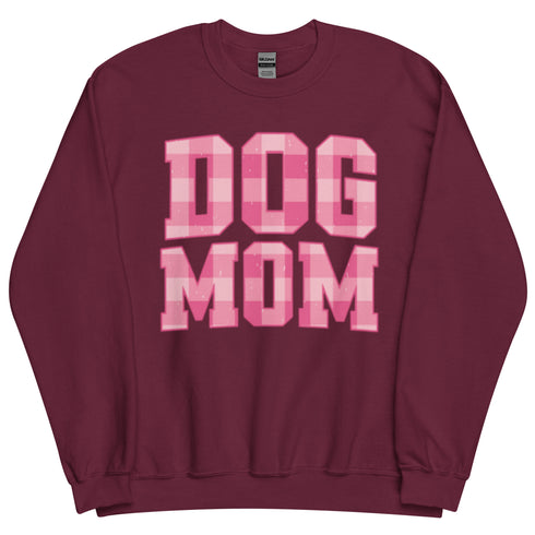 Pink Dog Mom Plaid Crewneck