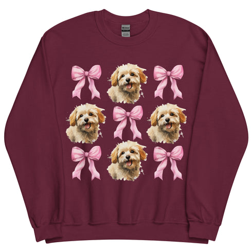 Maltipoo Pink Bow Dog Sweatshirt