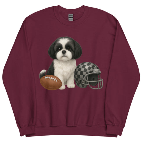Black and White Shih Tzu Football dog Sweatshirt