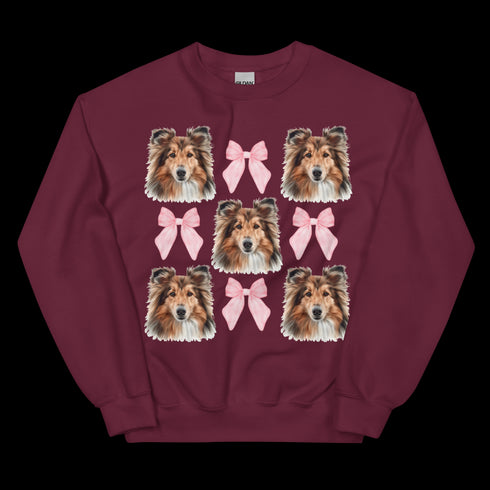 Sheltie With Pink Bows Dog Sweatshirt