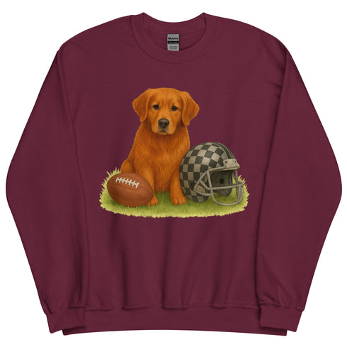 Red Golden Retriever Football Crewneck