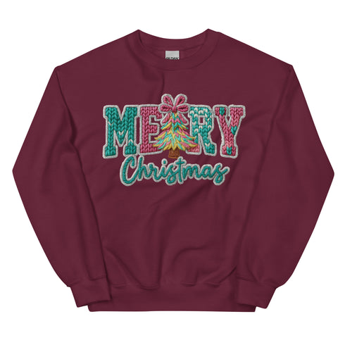 Faux Crochet Merry Christmas Crewneck