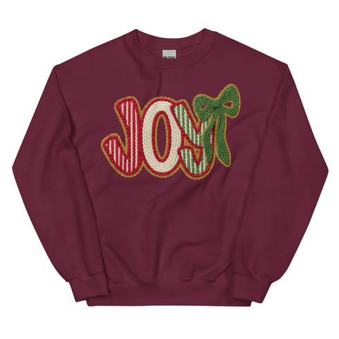 Joy Faux Crochet Christmas Crewneck