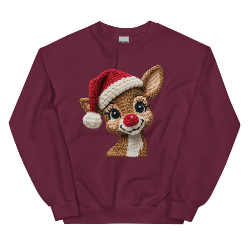 Faux Yarn Reindeer Crewneck