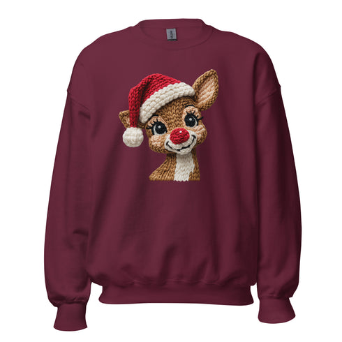 Faux Yarn Reindeer Crewneck