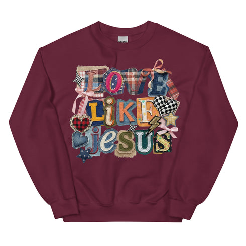 Love Like Jesus Faux Quilt Crewneck