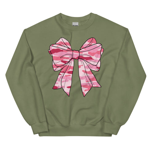 Camo Pink Bow Crewneck