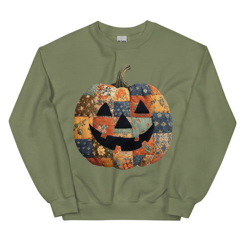 Jack O Lantern Patchwork Pumpkin Sweatshirt