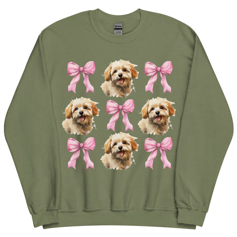 Maltipoo Pink Bow Dog Sweatshirt