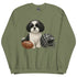 Black and White Shih Tzu Football dog Sweatshirt